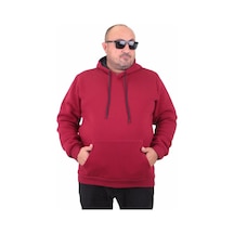 Starbattal Büyük Beden Erkek Basic Sweat Kapüşonlu 11700 Bordo-Bordo