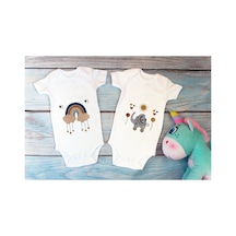 Babylimon Özel Tasarım Lisanslı Boho Baby Ikili Bebek Body Beyaz 2li Anne Baba Bebek Badi Zıbın Beyaz - 567126227 Beyaz