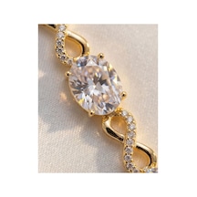 Xupıng Jewelry 14k Zirkon Taşlı Çelik Sonsuzluk Model Bileklik Sarı Sarı