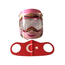 Gürbey Elsa Baskılı Çocuk Siperlik + Türk Bayrağı Desenli Çocuk Maske