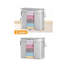 2 Adet - Pencereli Saklama Çantası 50 X 45 X 30 Cm - Gri Benekli Polipropilen 75 X 40 Gri Tr Diğer