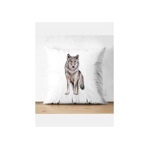 Kurt Model Kırlent Kılıfı - Kurt Yastık Kılıfı Renkli