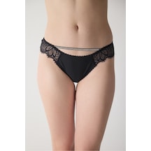 Magic Form Önü Taşlı Arkası Dantelli Kadın Tanga Külot Siyah - 704125038 Siyah