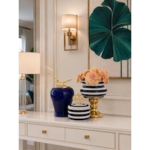 Dekoratif - Salon Seti Lacivert Zebra Gold