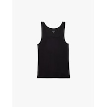 Koton Bisiklet Yaka Kolsuz Slim Fit Ribanalı Pamuklu Atlet Siyah 7wlm20001mk