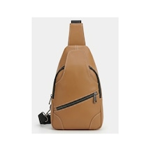 Levano Leather %100 Hakiki Dana Derisi Renkli Göğüs Çantası Çok Bölmeli Çapraz Body Bag & Omuz Çantası 32x20 Cm Kahverengi