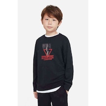 Tshirthane Stranger Things Eleven Üçgen Baskılı Unisex Çocuk Siyah Sweat Siyah