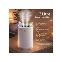 3 Litre Oda Hava Nemlendirici Çift Nozul Humidifier Rgb Led Işıklı Buhar Makinesi