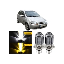 Chevrolet Kalos 2003-2007 Uyumlu Mercekli Far Ampulü Led Xenon Çift Renk Sarı-beyaz Far Şimşek Etki Csp Led Lamba LED Far 56086066