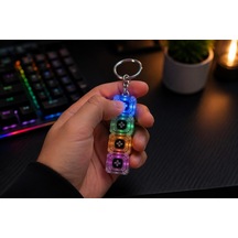 Işıklı Klavye Giderici Anahtarlık, Mekanik Tuşlu Click Sesli Rgb Led Işıklı Mini Klavye Anahtarlığı, Şeffaf Tasarım Taşınabilir Gamer Aksesuarı