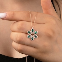 925 Ayar Rose Damla Zirkon Taşlı Gümüş Kolye