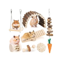 Hamster Çiğneme Oyuncak Seti Küçük Hayvan Molar Oyuncaklar Diş Bakımı Ahşap Aksesuarlar Kobaylar, Şinşillalar, Gerbiller, Fareler, Sıçanlar, Fare Kemirgenleri Oyuncak Salıncak Tahterevalli