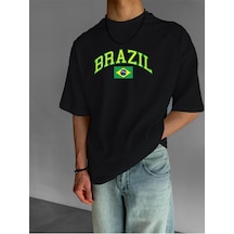Brazıl Baskılı Oversize Tişört SIYAH
