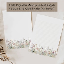 Tarla Çiçekleri Mektup Not Kağıdı, +5 Düz Kağıt +5 Çizgili Kağıt A4 Boyut