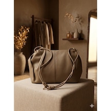 Aldorya Lüks Knotted Soft Omuz Çantası - Günlük Ve Özel Günler Için Krem
