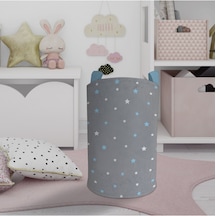 Mekta Home Bebek Ve Çocuk Odası Mavi Ve Beyaz Yıldız Desenli Çerçeveli Oyuncak Sepeti Renkli Çok Renkli
