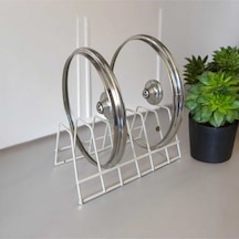 Tabaklık Rafı- Tencere Kapak Düzenleyici-tabak Kurutmalık -6 Bölmeli Krem Stand Metal 22 X 12 Bej Tr Diğer