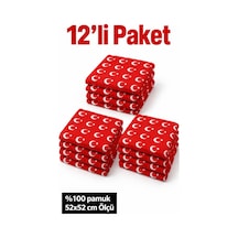 Herşeynota 12 Li Türk Bayrağı Desenli Kırmızı %100 Pamuk Fular Bandana 52x52 Cm Etkinlik Tören Gösteri Çok Renkli