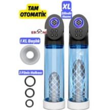 Erofoni Otomatik Vakumlu Ve 9 Adet Emiş Modlu 2 İn 1 Dijital Ekranlı 31 Cm Usb Şarjlı Mastürbatörlü Penis Pompası