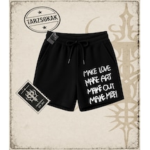 Tarzsokak Gotik & Grunge Streetwear Make Love Make Unisex Şort Siyah