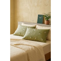 Yeşil Papatya Pamuklu 2'li Yastık Kılıfı 50x70 Cm Çok Renkli