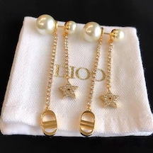 Yystore Dıoo Kadın Küpeleri Zirkon Kakmalı Cd Harfleri Püskül Küpe