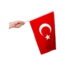 Türk Bayrağı 50x75 Cm Alpaka Kumaş - Sopalı Renkli Diğer