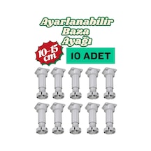 10 Adet Ayarlanabilir Mobilya Ayağı 10 Cm 15 Cm - Kanepe Dolap Mutfak Tezgah Yükseltici Gri Ayak - Baza Ayağı Gri Gri