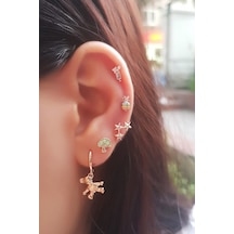 Tekli Ithal Kadeh Gümüş Piercing Küpe-5977 Gümüş