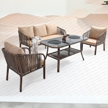 Capri Swing Artemis Üçlü Rattan Balkon Bahçe Takımı Kahve