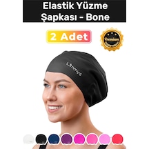 Premium Su Geçirmez Silikon Yüzücü Havuz Ve Deniz Bonesi Elastik Yüzme Şapkası 2'li Set
