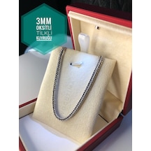 3mm Tilki Kuyruğu Oksitli 925 Gümüş Işıklı Kutuda Sevgiliye Eşe Erkek Kolye Gümüş