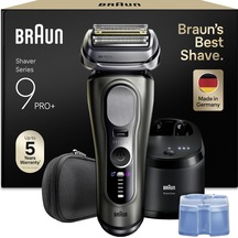 Braun Series 9 Pro+ Erkek Elektrikli Tıraş Makinesi, 5+1 Ultra İnce Bıçaklar, Elektrikli Tıraş Makinesi, 60 Dk. Pil, Temizleme İstasyonu, Islak Ve Kuru Tıraş Makinesi, Almanya'da Üretilmiştir, 9665cce, Grafit