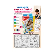 Yıkanabilir Boyama Örtüsü Taşıtlar 100x15 Cm 1 Paket 12 Renk Jumbo Keçeli Kalem Penmark