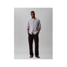Calvin Klein Ls Yd Pınstrıpe Lınen Easy Shırt-16326 Mavi