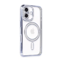 Apple iPhone Uyumlu,  16 Kılıf Joke Simli Magneticsafe Kılıf - Mavi