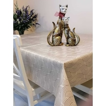 Elyaflı Pvc Muşamba - Desenli Silinebilir Masa Örtüsü 02mrl170a Bej