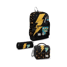 Coral High Kids Siyah Never Give Up Desenli 3 Lü Okul Çanta Seti Set0133220 Silver