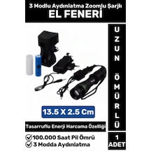 Özel Kompakt Kamp Avcı Balıkçı Deprem Enerji Tasarruflu 3 Modlu Zoomlu Güçlü Beyaz Işık El Feneri Çok Renkli