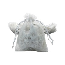 Pullu Büzgülü Kese - Beyaz Renk - ( 9 cm x12 cm) 25 Adet Beyaz
