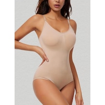 Seamless Zıbın Korse Çıtçıtlı Body 2 Beden İncelten Toparlayıcı Push Up Etkili Karın Bel Göbek Sıkılaştırıcı Kadın Body Korse 9051 Bej