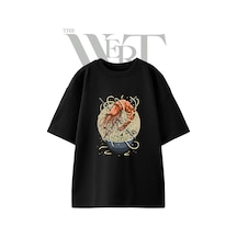 Thewert Shrimp Noodle Tasarım Baskılı Ünisex Siyah Oversize T-shirt