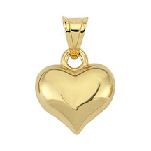 Gumush Gümüş Küçük 3 Boyutlu Gold Kalp Kadın Kolye Ucu