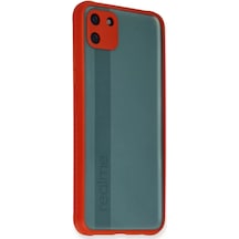Newface Realme C11 Kılıf Miami Şeffaf Silikon - Kırmızı