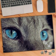 Mavi Gözlü Kedi 240 Parça Puzzle Yapboz-1285634