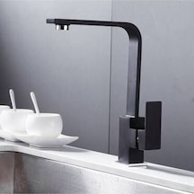 Üso Su Armatürleri Siyah Kare Mutfak Eviye Bataryası Üso Gri