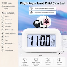 Küçük Koyun Dijital Çalar Saat Led Ekranlı, Çok Fonksiyonlu, Zamanlayıcı Ve Kronometre Özellikli, Sıcaklık, Tarih Ve Hafta Günü Göstergeli Masa Saati Renkli