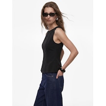 Koton Slim Fit Kolsuz Bisiklet Yaka Peplum Bluz Siyah 6sak60356pw