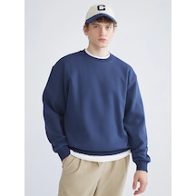 LC Waikiki Xsıde İndigo Bisiklet Yaka Erkek Sweatshirt Indigo