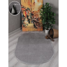 My Evilla Modern Dekoratif Kaymaz Taban Rabbit Oval Halı Yolluk 001
